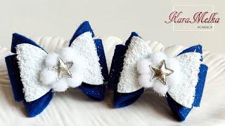 Снежный бантик: зимние резиночки/ Snow bows DIY