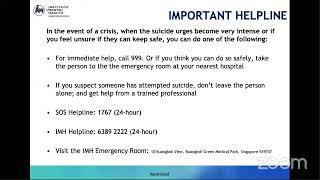 Together We Save Lives: A Suicide Prevention Webinar by the Institute of Mental Health (IMH)