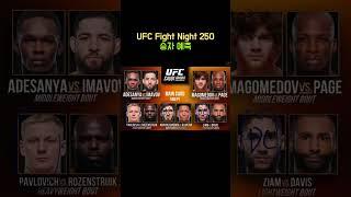 UFC Fight Night 250 승자 예측