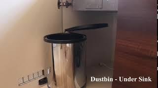 Handleless Under sink cabinet with Dustbin for a Modular Kitchen