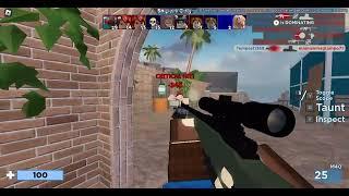 Getting a kill with the AWP sniper rifle in Arsenal.