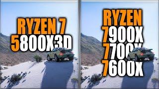 5800X3D vs 7900X vs 7700X vs 7600X benchmarks tests - Tested 15 Games and Applications