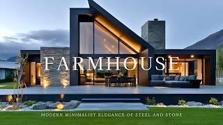 Industrial Grace: The Modern Minimalist Elegance of Steel and Stone Farmhouses