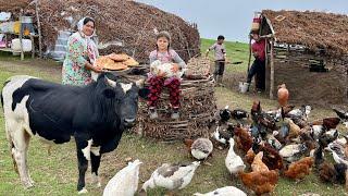 Cooking Delicious Traditional Bread and Fix Kitchen Wall with Clay