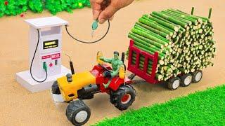 mini tractor fully bamboo loaded trolley and petrol pump ll science projects.