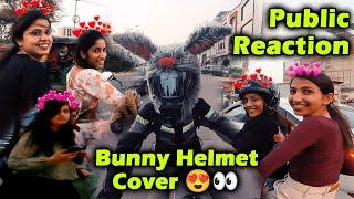 Public Reaction on Bunny Helmet Cover  | Pikachu Helmet | Vlog