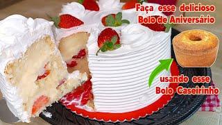 Faça seu Bolo de Aniversário de última hora de uma maneira muito simples e rápida! Ninho com morango