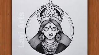 Durga Maa Drawing - Pencil Sketch | Navratri Special Drawing | Lavi Arts | Drawing Pictures | Chitra