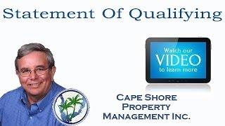 Cape Coral Property Management Advice: Statement of Qualifying Criteria