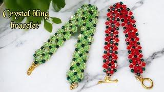 Crystal bling bracelet tutorial/bicone bracelet/DIY bracelet/beading