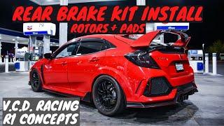 FK8 HOW TO INSTALL REAR ROTORS AND BRAKE PADS // CIVIC TYPE R // R1 CONCEPTS BRAKE KIT