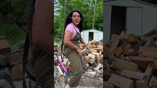 Day 231 of Learning to Axe Splitting Firewood #axe #outdoors #firewood #funny