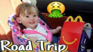 Reborn Road Trip Emily gets sick in the car!