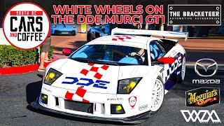 DDE showcases white wheels on the Murci GT1 + Huracans, McLarens & GT2RS - South OC Cars and Coffee.