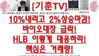 [주식투자]HLB(10%내리고 2%상승마감!바이오대장 급락!HLB 이렇게 대응하라!핵심은 거래량!)