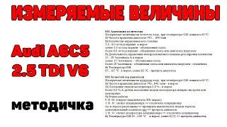 Измеряемые величины Audi A6C5 2.5 TDI V6. Методичка.