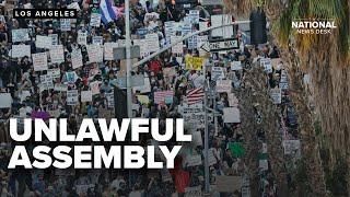 LA Protests: Unlawful assembly declared outside city hall