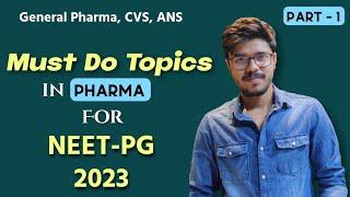 Must Do Topics in Pharma for NEETPG 2023 | Part- 1 | General Pharma | CVS | ANS