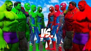 TEAM GREEN (HULK, IRON MAN, SPIDER-MAN, DEADPOOL, GOKU) vs TEAM RED ( 2 HULK & 3 SPIDER-MAN)