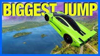 Forza Horizon 4 : The BIGGEST Jump!! (FH4 Jump The Lake Challenge)