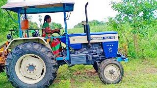 village girl driving swaraj 744 FE tractor VILLAGE GIRL draving tractor /girl on tractor#