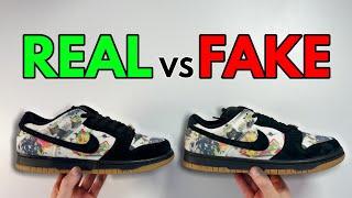 REAL VS FAKE! NIKE X SUPREME SB DUNK LOW RAMMELLZEE SNEAKER COMPARISON!