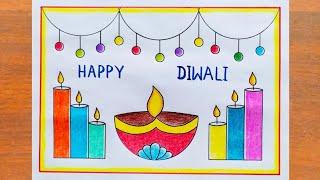 Diwali Special Drawing / How to Draw Happy Diwali Poster Easy Step By Step / Diwali Festival Drawing