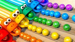 Marble Run Race Plasticine Monkeys ASMR Pop Tubes