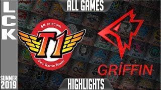 SKT vs GRF Highlights ALL GAMES | LCK Summer 2019 Week 7 Day 4 | SK Telecom T1 vs Griffin