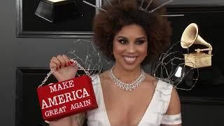 Singer Joy Villa wears 'Build The Wall' dress to Grammys