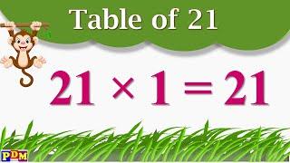 Learn Multiplication Table of 21 x 1 = 21 | 21 Times Tables Practice |Table of 21| Table Twenty One,