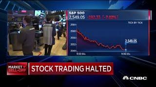 NYSE trading halted for 15 minutes, triggered after S&P 500 drops 7% at open