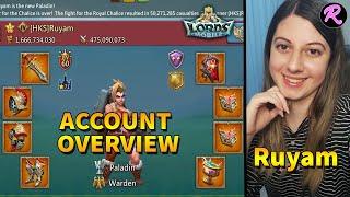 Ruyam Account Overview! 9 Mythic Champion Pieces, No 11K heroes and 900- Stats - Lords Mobile