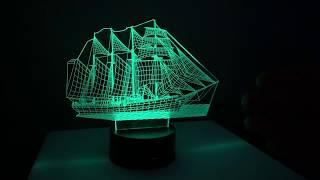 Traffic Sailing Boat 3D Illusion Lamp Night Light 3DL183 Unboxing and instructions