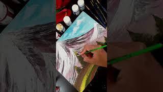 Scenery painting #canvas painting #acrylic #art #mountain #snow#trending song #short