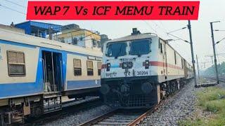 Aggressively Icf Memu Vs Wap 7 Crossing || Musical Track Sound || Various Indian Train Action  