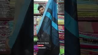 black saree blue border Linen saree | Linen saree manufacturers