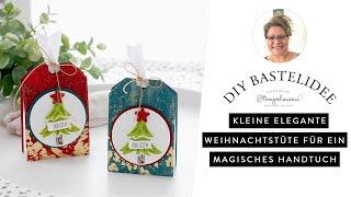 Anleitung Kleine elegante Weihnachtstüte für ein magisches Handtuch | Wichtelgeschenk | Basteln