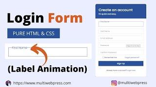 How to create login form using HTML and CSS? | Animated Login form html css | MultiWebPress