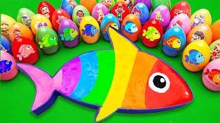 Looking Pinkfong, Cocomelon, Numberblocks, Alphablocks with Rainbow Fish SLIME Mix Colorful! ASMR