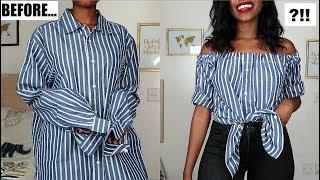 DIY Off The Shoulder Top | Men's Shirt Refashion