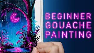 Glowing Neon Lights in Gouache: A Step-by-Step Beginner Tutorial