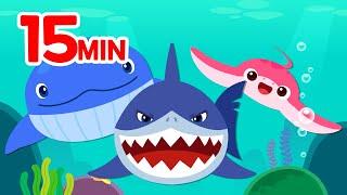 Blue Wale, Penguin Family Song + More| 15 min Rhymes | For Kids | Sea Animal Compilation