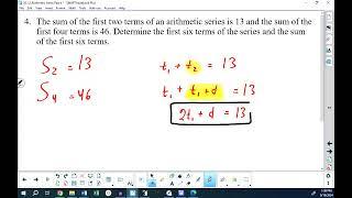 Math 20-1 Lesson 1.2 Part II → More Arithmetic Sequences and Series Examples