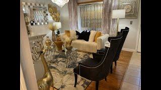 MODERN GLAM LIVING ROOM #BLACK AND GOLD # JUST BEING ME DEVANISE