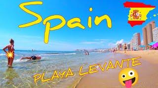 4K Beach Walking Tour | Levante Beach BENIDORM 2021