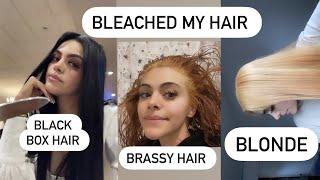 How I Removed BLACK BOX HAIR  DYE & went BLONDE 2021! BLEACHING MY HAIR AT HOME & REMOVE BRASSY TONE