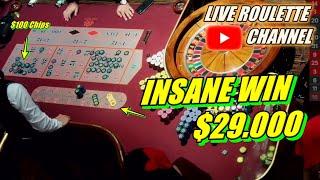  LIVE ROULETTE |  INSANE WIN 29.000 In Las Vegas Casino  $100 Chips Bets Session  2024-09-07