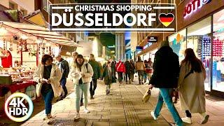  Düsseldorf, Christmas Shopping Walk in Germany, December 2023 - 4K HDR