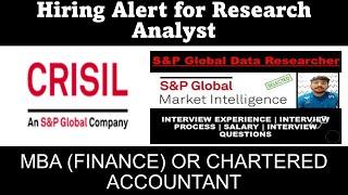 Hiring Alert for Research Analyst | Hiring MBA | CA | Finance Job | CRISIL | S&P Global Career